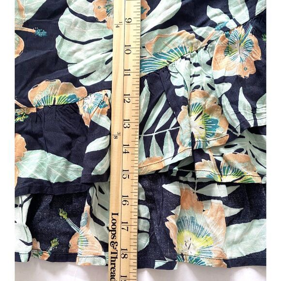 Roxy Face to Love Ruffle Mini Skirt Tropical Leaf Print Flirty Wrap Feminine M - Picture 6 of 11